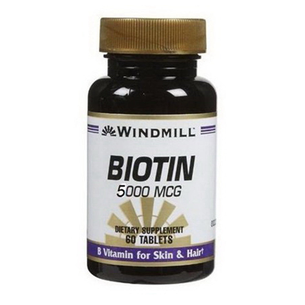 Windmill Biotin 5000 Mcg Tablets Support Healthy Skin And Hair - 60 Ea